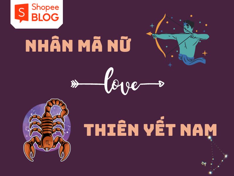 0f0dfc31-thien-yet-hop-voi-cung-nao-6 Hình ảnh minh họa về cung Nhân Mã nữ và cung Thiên Yết nam với biểu tượng cung tên và bọ cạp.