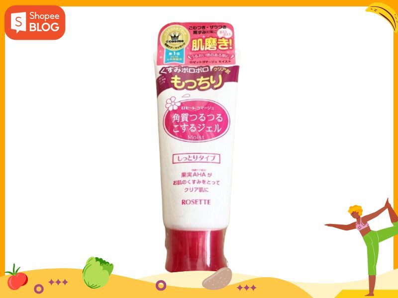 15956b83-8 Tuýp gel dưỡng da Rosette màu trắng có nhãn màu hồng, nền trang trí màu cam vui tươi.
