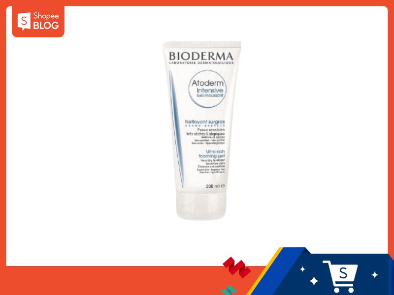 Hình ảnh chai gel rửa mặt Bioderma Atoderm Intensive, dung tích 200ml, nền trắng.