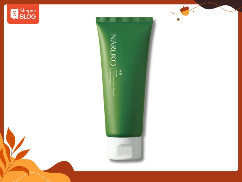 Tuýp gel màu xanh lá cây với nắp trắng, nền trắng, khung viền và họa tiết trang trí màu nâu cam.