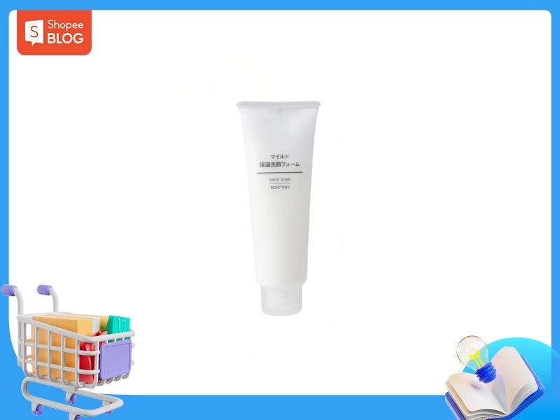 4333b10f-sua-rua-mat-cho-da-hon-hop-thien-kho-012 Tuýp kem dưỡng da màu trắng trên nền trắng, cạnh giỏ hàng và cuốn sách.