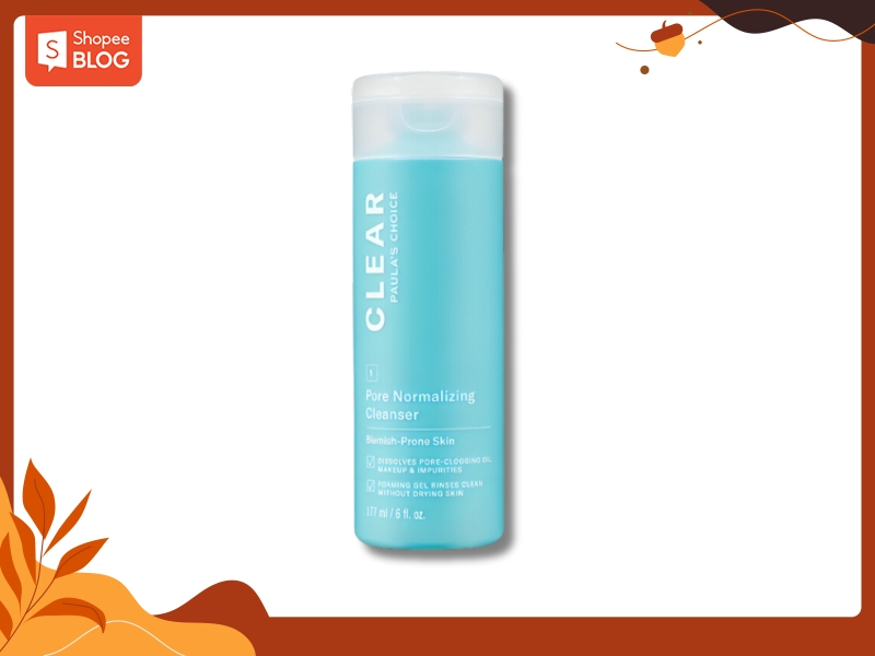 Chai sữa rửa mặt màu xanh da trời, dung tích 177 ml, thiết kế đơn giản với nắp bật màu trắng.