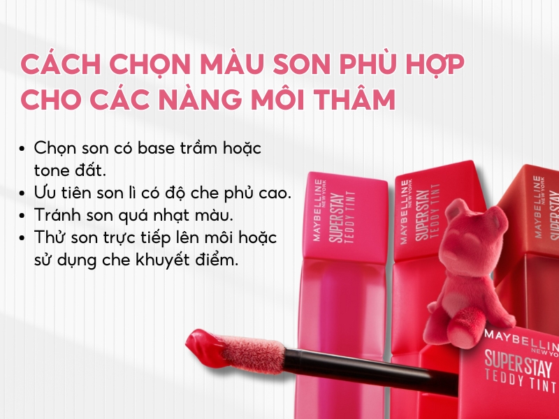 Hướng dẫn chọn màu son cho môi thâm với các mẹo và hình ảnh son màu đỏ và đồ trang trí nhỏ.
