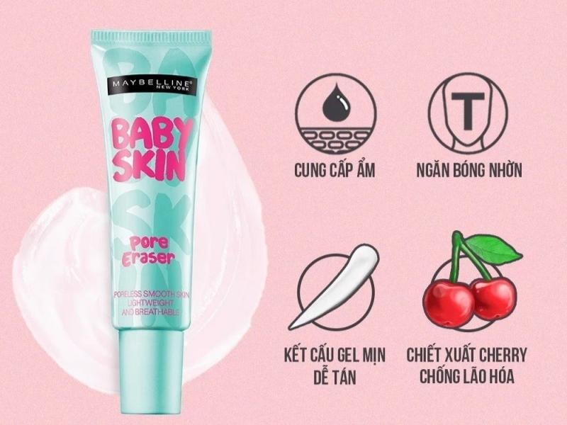 5e228cd7-kem-lot-cho-da-kho-5 Hình ảnh một tuýp kem dưỡng da cùng các biểu tượng miêu tả công dụng: cung cấp ẩm, ngăn bóng nhờn, kết cấu gel, chiết xuất cherry.