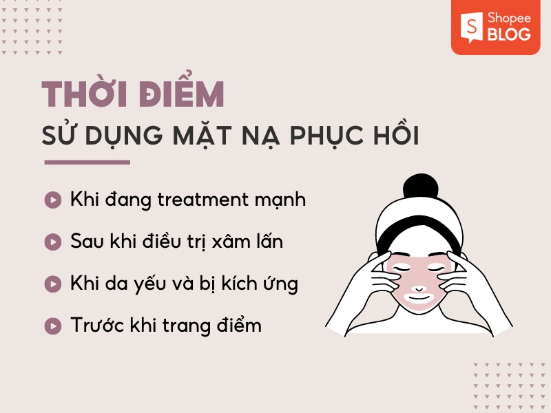 61bed59e-mat-na-phuc-hoi-da-2 Hình ảnh minh họa các thời điểm sử dụng mặt nạ phục hồi, kèm hình vẽ người đang đắp mặt nạ.