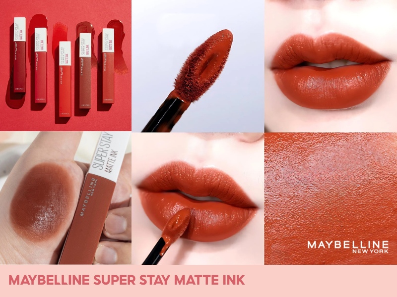6d7394ba-review-son-maybelline-23 Son môi lì Maybelline Super Stay Matte Ink với nhiều sắc độ khác nhau, cọ son và màu trên môi.