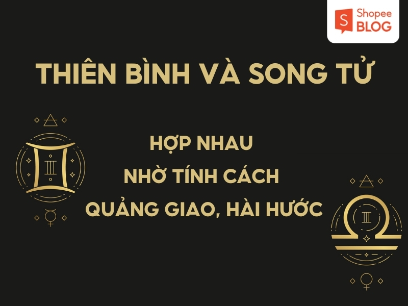 Hình ảnh với nội dung về sự hợp nhau giữa Thiên Bình và Song Tử nhờ tính cách quảng giao, hài hước.