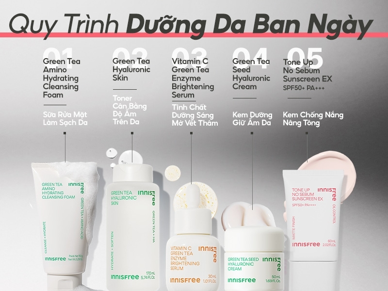6e1cdb5d-review-kem-chong-nang-nang-tone-innisfree-9 Quy trình dưỡng da ban ngày với các sản phẩm chăm sóc da từ trà xanh và hyaluronic acid của Innisfree.