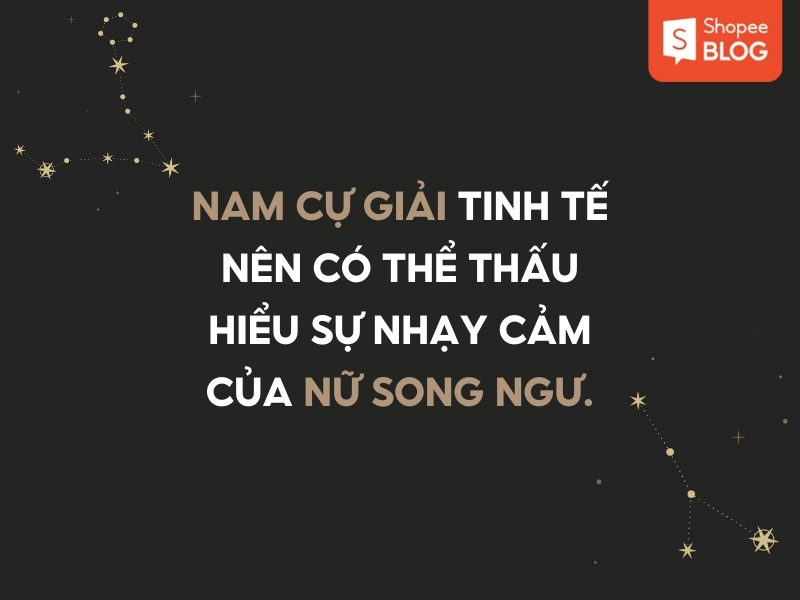 Hình ảnh nền tối với dòng chữ về cung hoàng đạo Cự Giải và Song Ngư, góc trên có logo Shopee Blog.