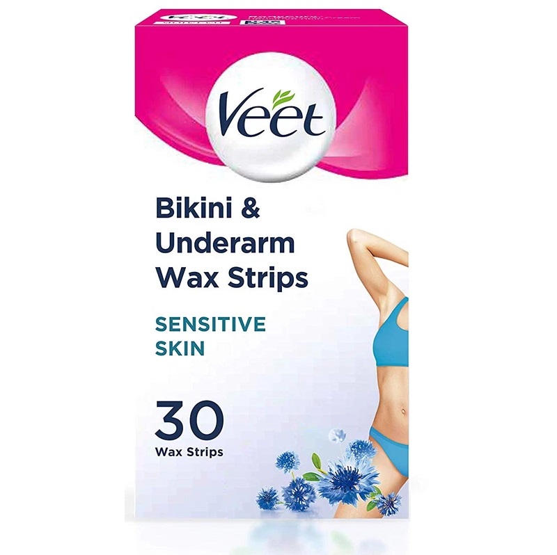 7498c427-review-kem-tay-long-veet-4 Hộp sản phẩm dải sáp tẩy lông dành cho vùng bikini và nách, thích hợp da nhạy cảm, chứa 30 dải.