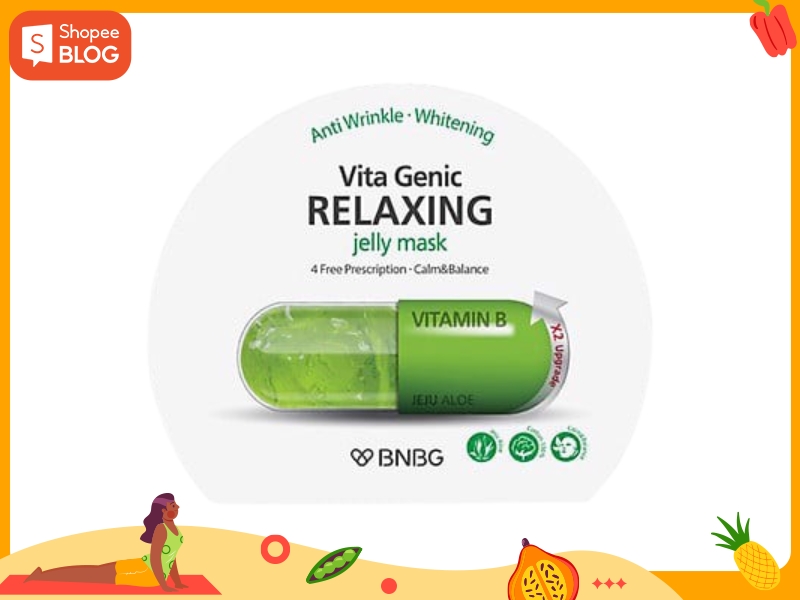 81fb8e78-4 Mặt nạ thạch thư giãn Vita Genic với vitamin B và lô hội, có tác dụng làm trắng và chống nhăn.