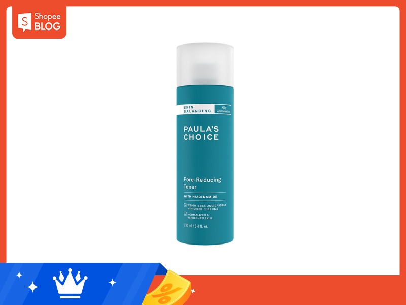 Chai toner màu xanh lam với nhãn hiệu, dung tích 190ml, trên nền trắng viền đỏ.