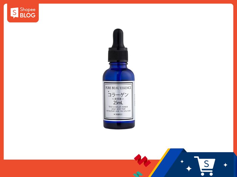 a871307c-serum-tai-tao-da-7 Chai tinh chất màu xanh có ống nhỏ giọt, dung tích 25ml, nền trắng, viền trang trí màu đỏ và xanh.