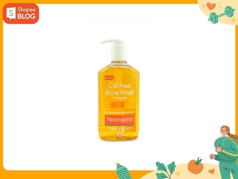aacbe56a-sua-rua-mat-cho-da-dau-08 Chai sữa rửa mặt không dầu Neutrogena, dung tích 269ml, nền trắng, viền trang trí màu cam.
