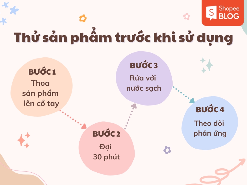 b02077ed-21 Hướng dẫn thử sản phẩm: Thoa lên cổ tay, chờ 30 phút, rửa sạch, theo dõi phản ứng.