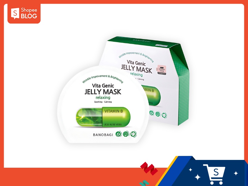 b95a3295-mat-na-phuc-hoi-da-5 Mặt nạ jelly dưỡng da Vita Genic, bao bì màu trắng và xanh lá, có chứa vitamin B và lô hội Jeju.