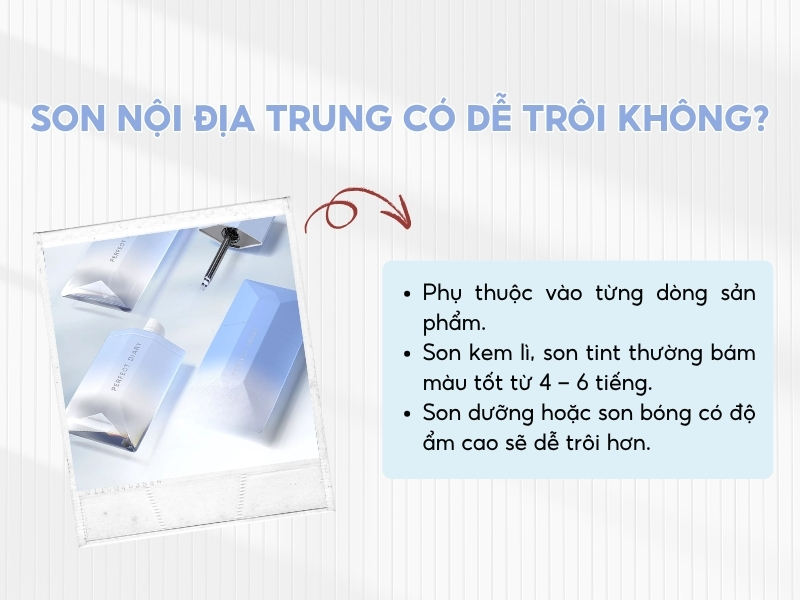 c72617ad-son-noi-dia-trung-co-tot-khong-19 Hình ảnh chứa hộp son và thông tin về độ bám màu của son nội địa Trung Quốc trên nền trắng.