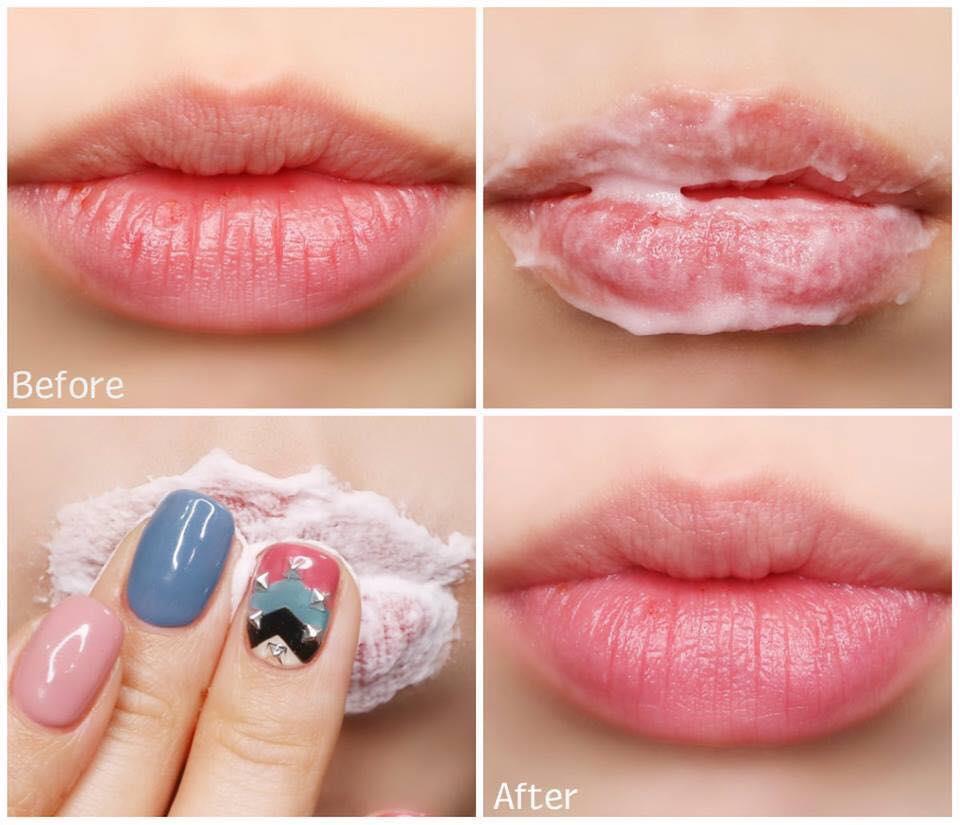 cach-su-dung-bubi-bubi-lip-3 Quy trình chăm sóc môi với ảnh trước và sau khi sử dụng sản phẩm dưỡng môi, cho thấy sự cải thiện độ ẩm.
