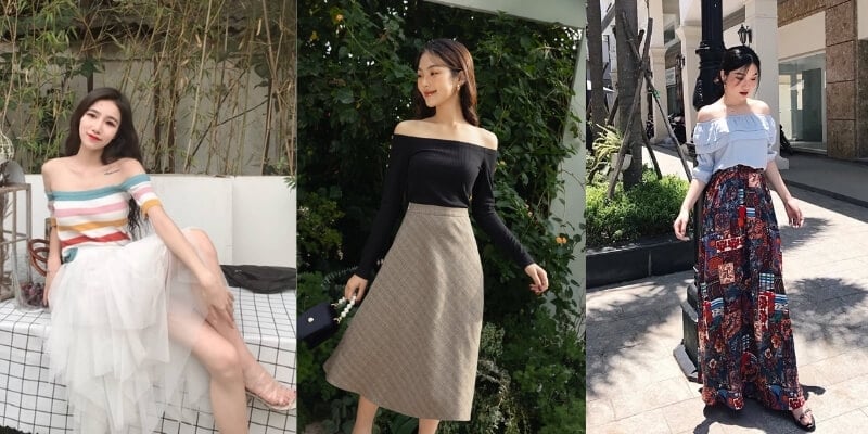 chân váy voan mặc với áo gì
