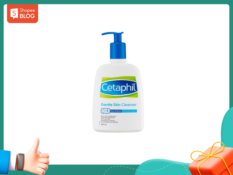 d55fee48-sua-rua-mat-cho-da-kho-nhay-cam-5 Chai sữa rửa mặt Cetaphil Gentle Skin Cleanser 500ml có vòi bơm màu xanh.