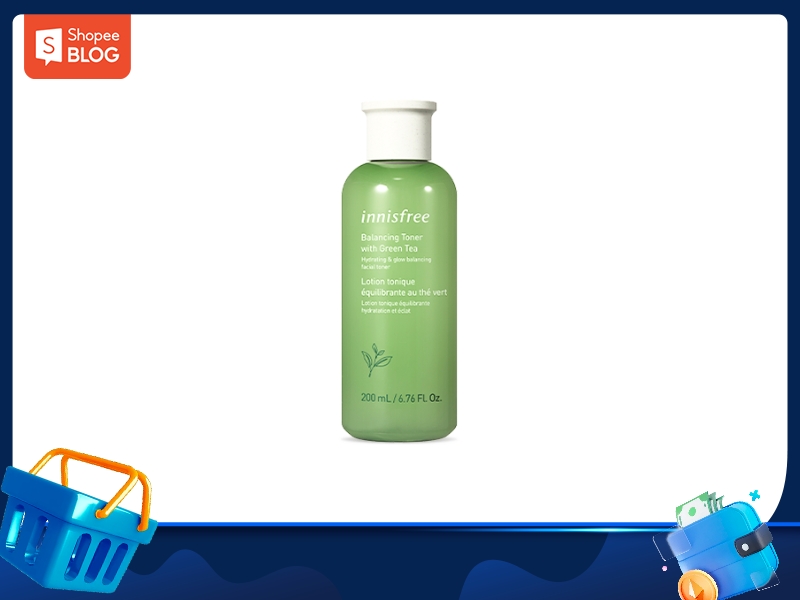 f5cea7cb-toner-cho-da-thuong-10 Chai toner màu xanh lá cây với nắp trắng, dung tích 200ml, đặt trên nền trắng.