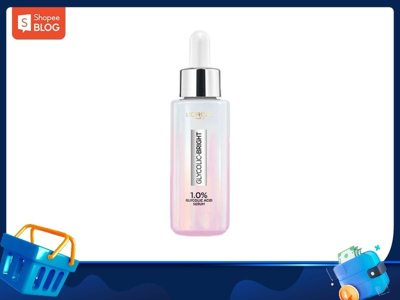 ff92a7c9-serum-lam-deu-mau-da-16 Chai serum axit glycolic 1% với nắp màu bạc và ống nhỏ giọt, nền trắng, có logo Shopee Blog.