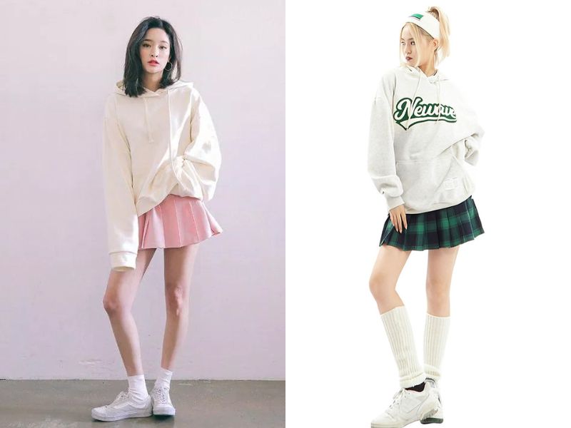 125ce44c cach phoi ao hoodie voi chan vay 1 1