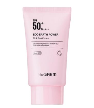 Kem chống nắng dành cho trẻ 12 tuổi kiềm dầu, The SAEM Eco Earth Power Pink, có khả năng bảo vệ lâu dài trước tác hại của tia UV trong 4 giờ.