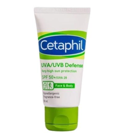 Kem chống nắng cho da nhạy cảm Cetaphil UVA/UVB Defense SPF 50+ với công thức đặc biệt và thành phần an toàn