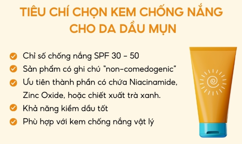 Tiêu chí cần chú ý khi chọn kem chống nắng cho da dầu mụn