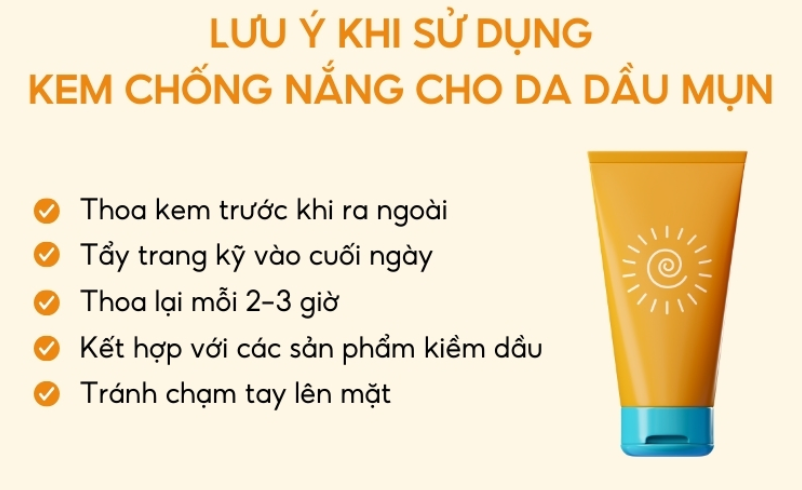 Những lưu ý khi sử dụng kem chống nắng cho da dầu mụn