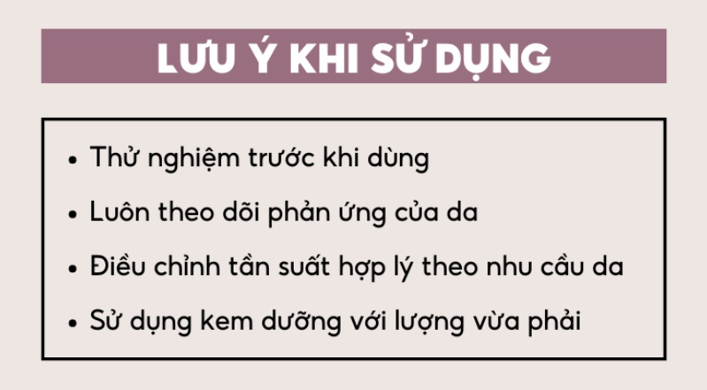 Hình ảnh chứa hướng dẫn sử dụng sản phẩm chăm sóc da với các lưu ý cần thiết.