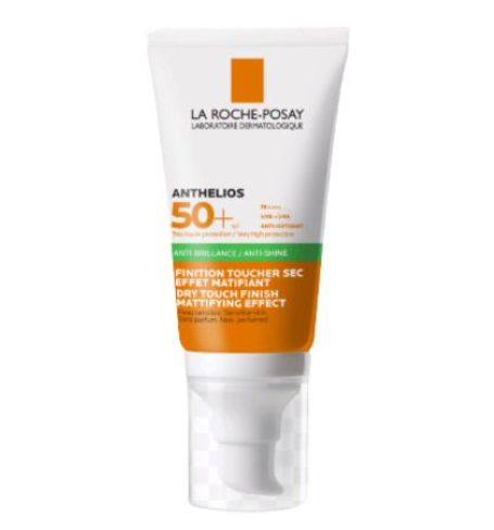 Tuýp kem chống nắng màu trắng, nhãn in thương hiệu và chỉ số SPF 50+, có nắp bật nhựa trong suốt.