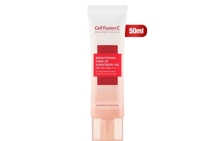 Tuýp kem chống nắng Cell Fusion C Brightening Tone Up, dung tích 50ml, có chỉ số SPF 50+/PA++++.