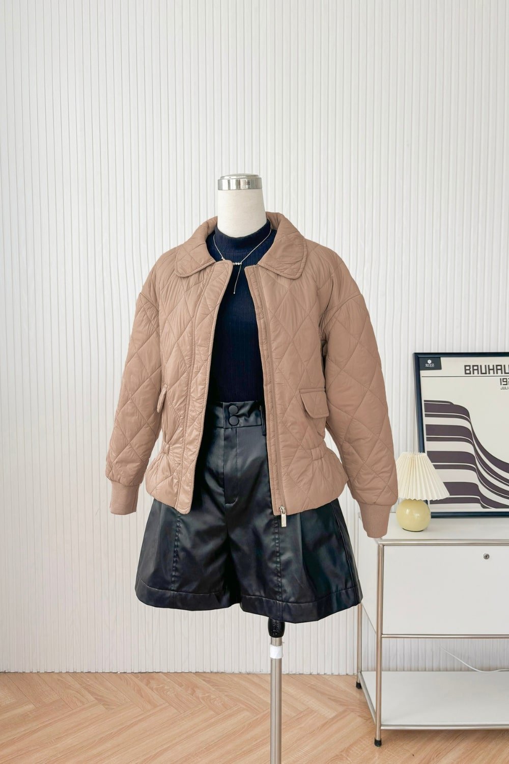 Áo phao chần trám cổ sen bo tay lõi bông siêu nhẹ công nghệ Nhật Bản