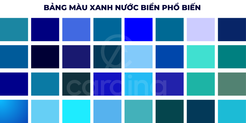 Bảng màu xanh nước biển phổ biến hiện nay
