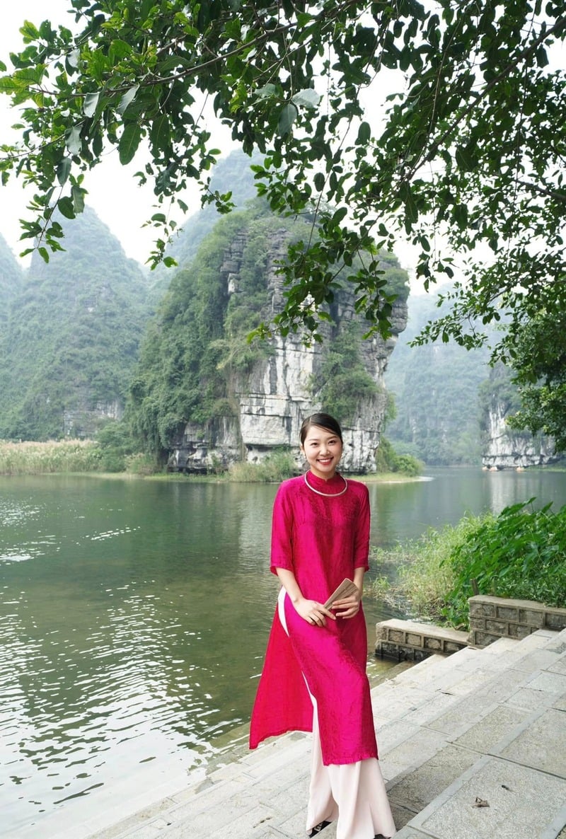 Áo dài truyền thống màu hồng