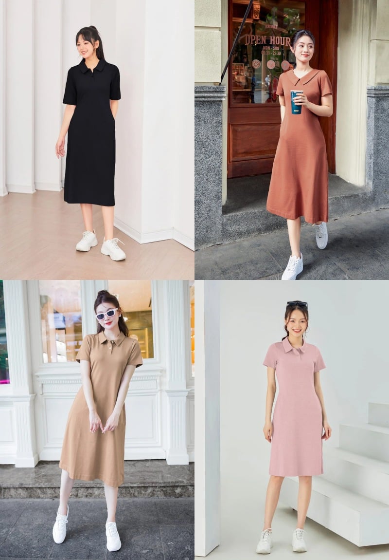 Mặc váy Polo đi giày thể thao Mặc váy Polo đi giày thể thao