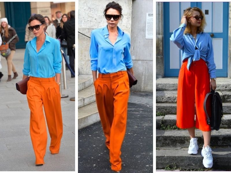 Màu xanh nước biển đậm phối màu cam