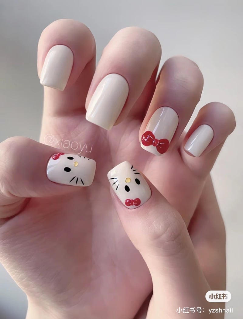 mẫu nail trắng