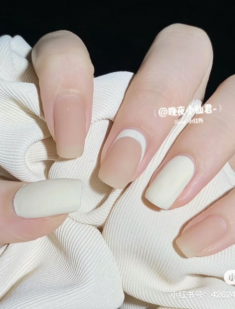 mẫu nail trắng