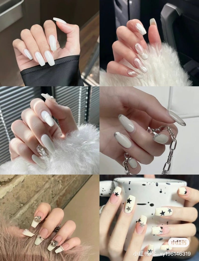 mẫu nail trắng
