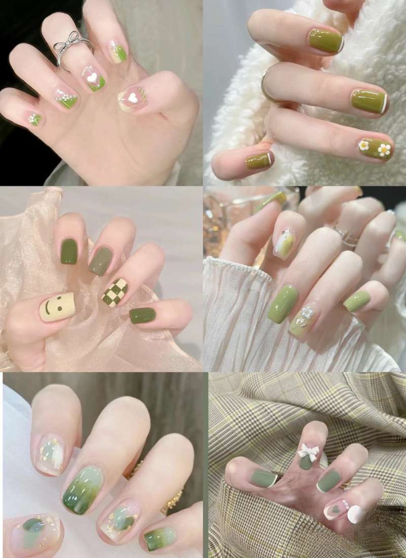 nail mùa hè màu xanh lá cây nail mùa hè màu xanh lá cây