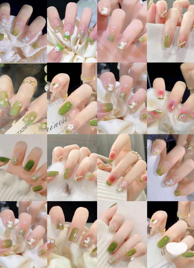 nail mùa hè màu xanh lá cây nail mùa hè màu xanh lá cây