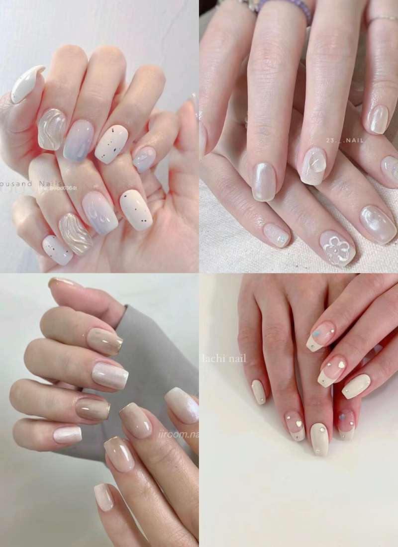 nail mùa hè màu trắng nail mùa hè màu trắng