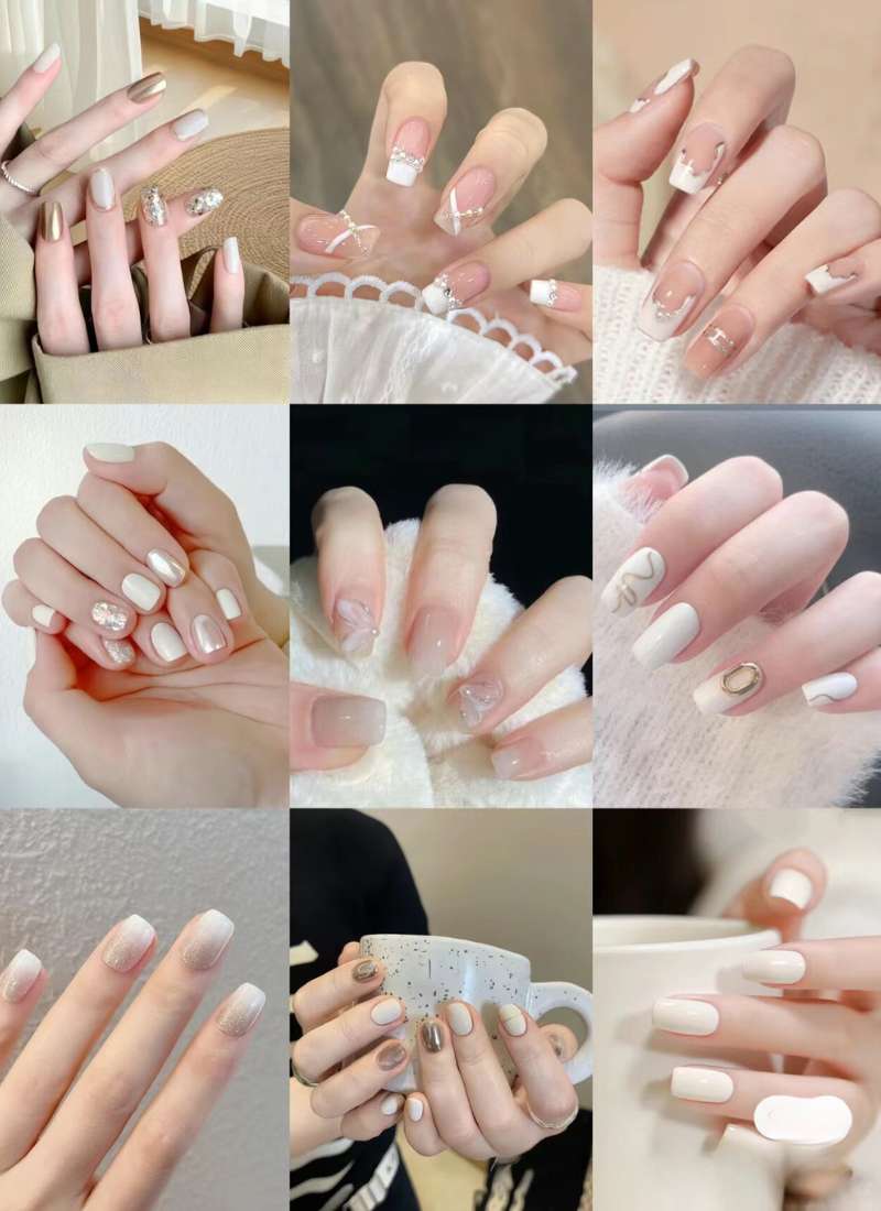 nail mùa hè màu trắng nail mùa hè màu trắng