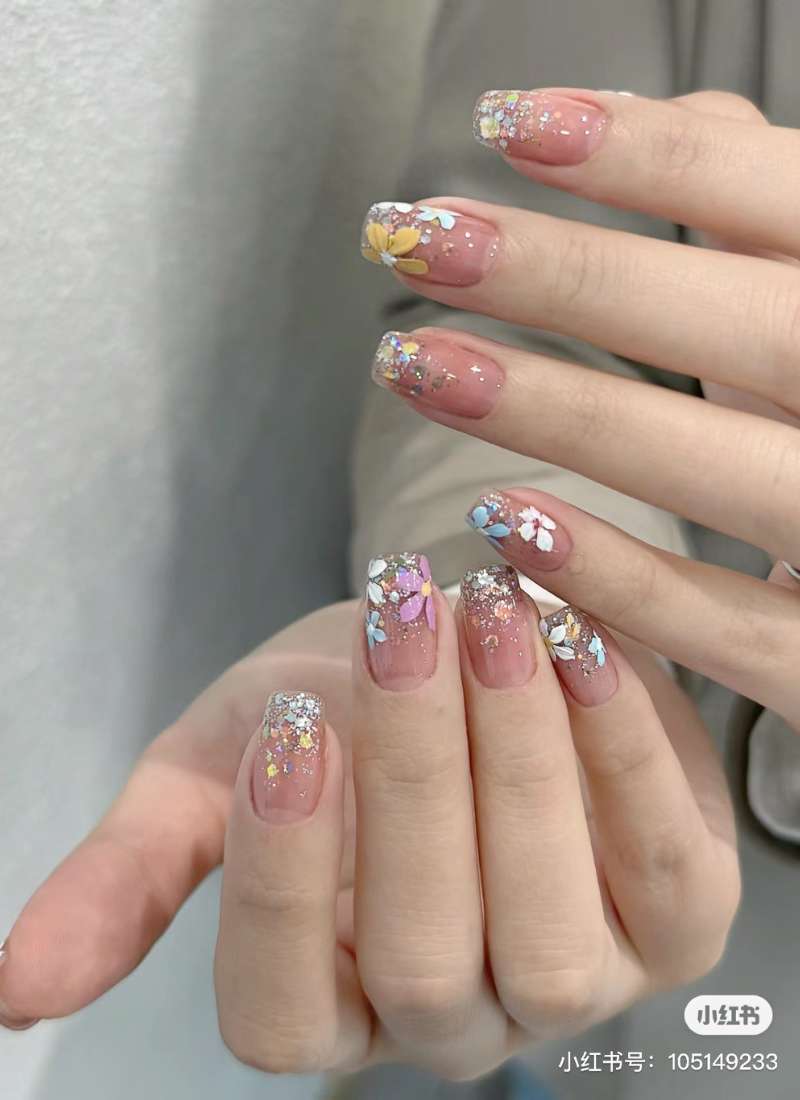 nail mùa hè nhũ lấp lánh nail mùa hè nhũ lấp lánh