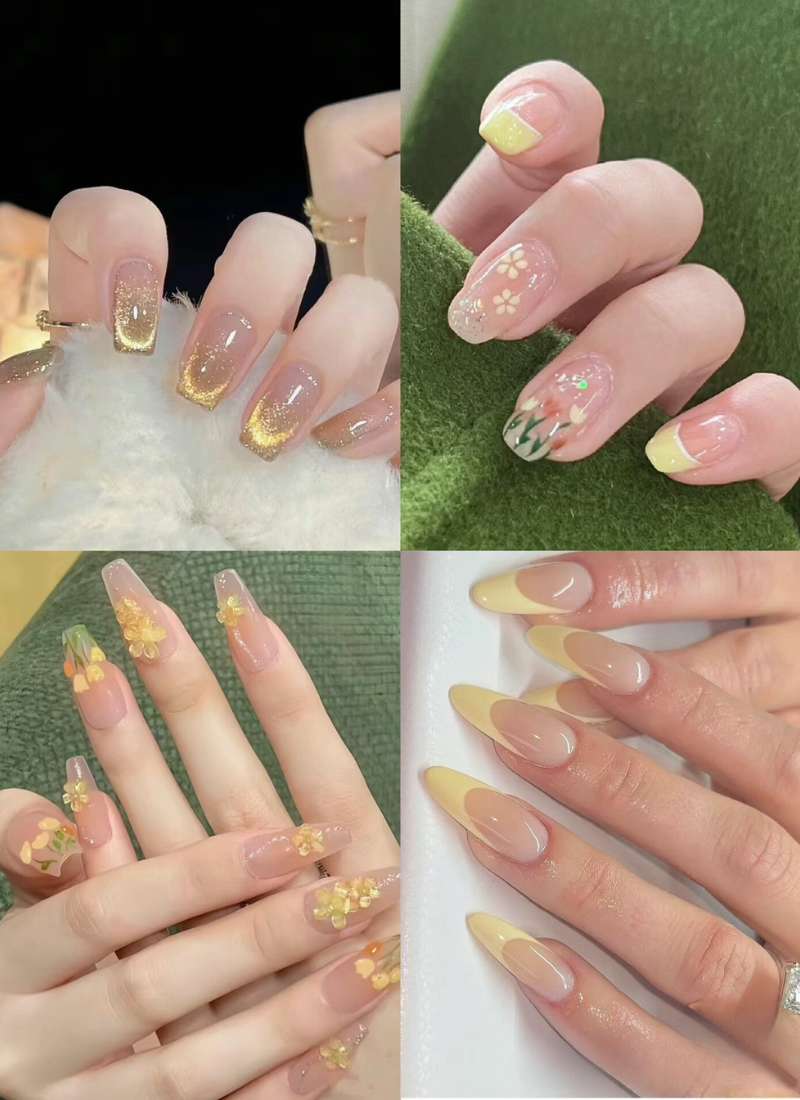 nail mùa hè màu vàng nail mùa hè màu vàng