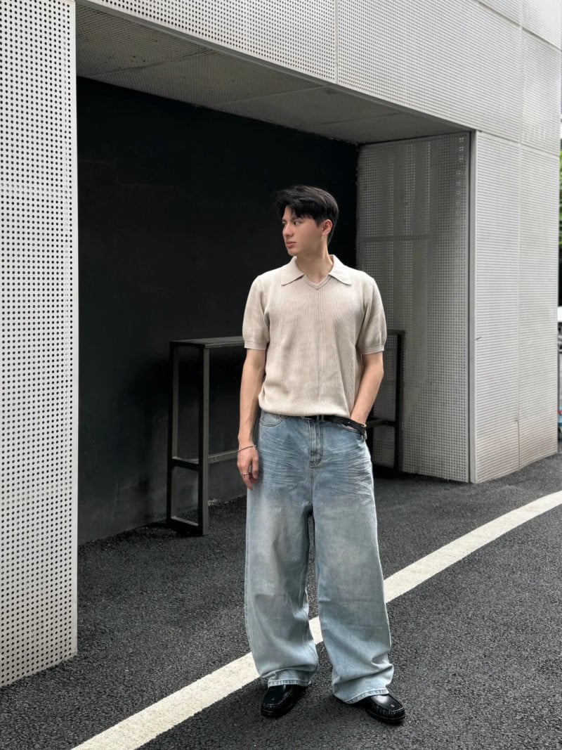 cách phối quần jean ống rộng nam