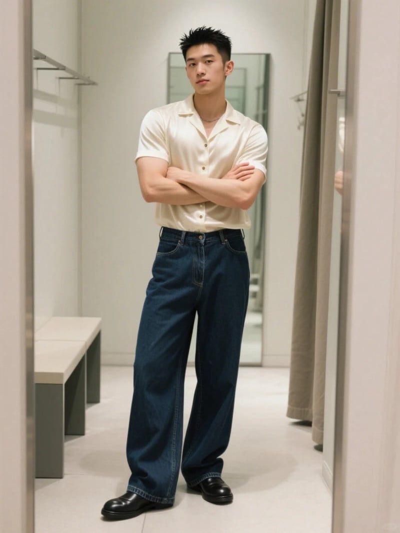 cách phối quần jean ống rộng nam